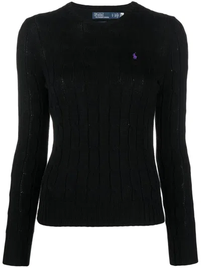 Polo Ralph Lauren Black Crewneck Sweater With Embroidered Logo