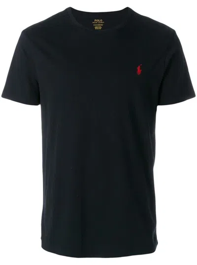 Polo Ralph Lauren Black Crewneck T-shirt With Pony Embroidery On The Front In Cotton Jersry Man