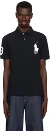 Polo Ralph Lauren Black Custom Slim Fit Big Pony Mesh Polo In Polo Black