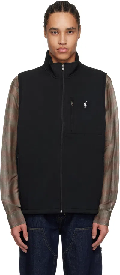 Polo Ralph Lauren Black Double-knit Mock Neck Vest In Polo Black