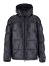 Polo Ralph Lauren Black Down Jacket With Patent Effect And Embroidered Pony Logo On Chest In Tech Fabric Man In Multi