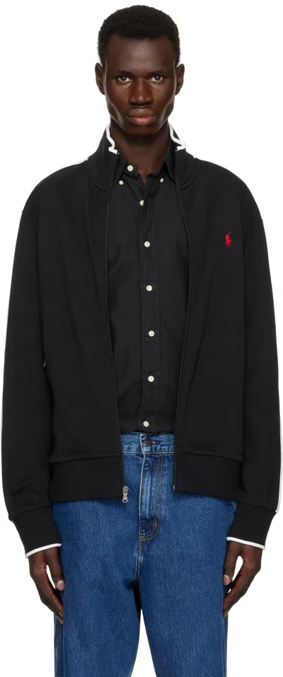 Polo Ralph Lauren Black Interlock Track Jacket In Polo Black