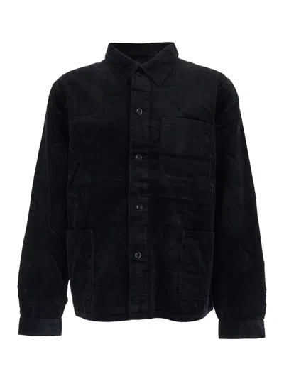 Polo Ralph Lauren Black Jacket With Classic Collar And One Front Patch Pocket In Corduroy Woman
