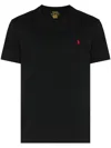 Polo Ralph Lauren Black Crewneck T-shirt With Pony Embroidery On The Front In Black