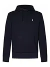 Polo Ralph Lauren Black Full-zip Hoodie With Drawstring Hood In Black