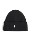 Polo Ralph Lauren Black Merino Wool Beanie In Black