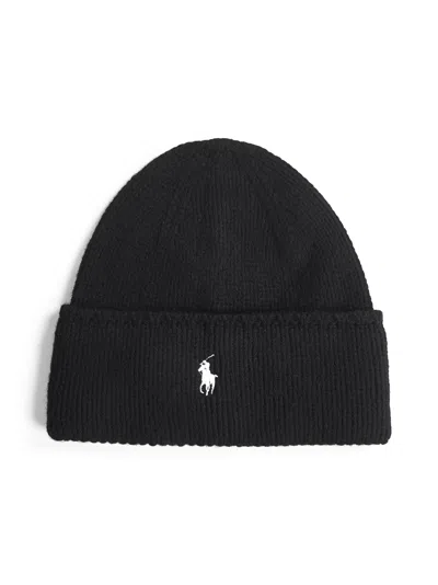 Polo Ralph Lauren Black Merino Wool Beanie