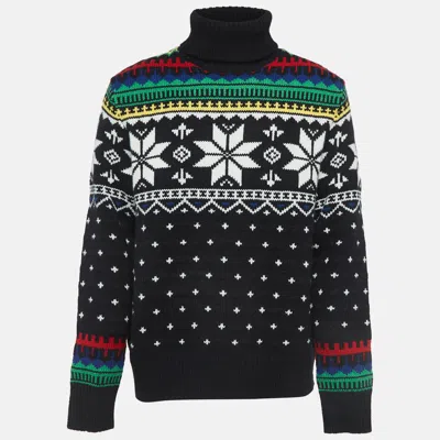 Pre-owned Polo Ralph Lauren Black Nordic Pattern Knit Sweater L