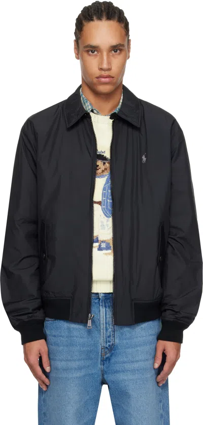 Polo Ralph Lauren Black Packable Taffeta Bomber Jacket In Polo Black