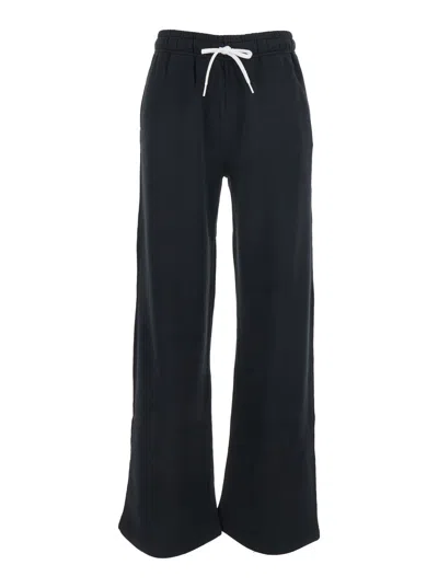 Polo Ralph Lauren Black Pants With Drawstring Elastic Waist And Pony Embroidery On The Side In Cotton Blend Woman