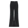 Polo Ralph Lauren Black Pintucked Corduroy Flared Trousers In Black