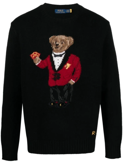 Polo Ralph Lauren Black Polo Bear Wool Sweater