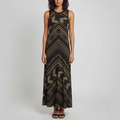 Pre-owned Polo Ralph Lauren Black Printed Knit Sleeveless Dress L