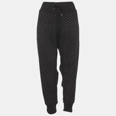 Pre-owned Polo Ralph Lauren Black Rhinestone Embellished Knit Sweatpants Xl