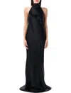 Polo Ralph Lauren Satin-finish Sleeveless Gown In Black