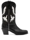 Polo Ralph Lauren Leather Western Cowboy Boots 60 In Black