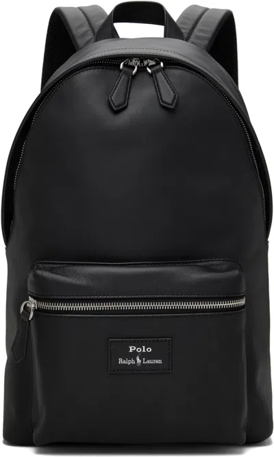 Polo Ralph Lauren Black Smooth Leather Backpack