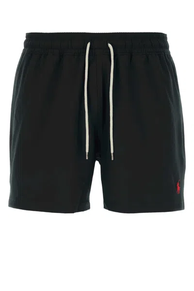 Polo Ralph Lauren Black Stretch Polyester Swimming Shorts In Poloblk