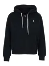 Polo Ralph Lauren Black Sweatshirt With Drawstring Hood And Pony Embroidery On The Front In Cotton Blend Woman In Black