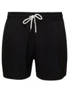 POLO RALPH LAUREN BLACK SWIM TRUNKS WITH EMBROIDERED LOGO AND LOGO PATCH IN NYLON MAN