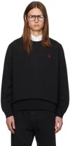Polo Ralph Lauren Black Crewneck Sweatshirt With Pony Embroidery In Cotton Blend Man In Polo Black
