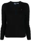 Polo Ralph Lauren Black V-neck Sweater With Embroidered