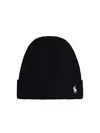 Polo Ralph Lauren Ribbed Knit Beanie Hat With Logo Detail In Black