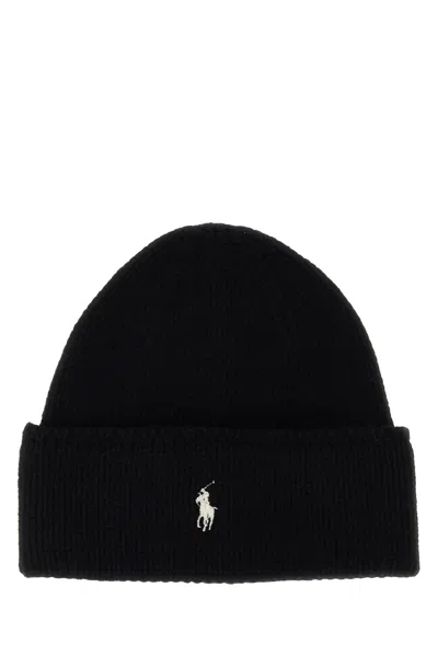 POLO RALPH LAUREN CUFFIA IN LANA NERA  DONNA
