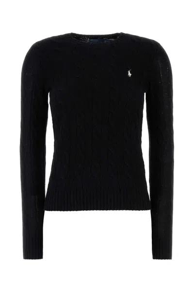 Polo Ralph Lauren Cable Wool And Cashmere Crewneck Jumper In Black