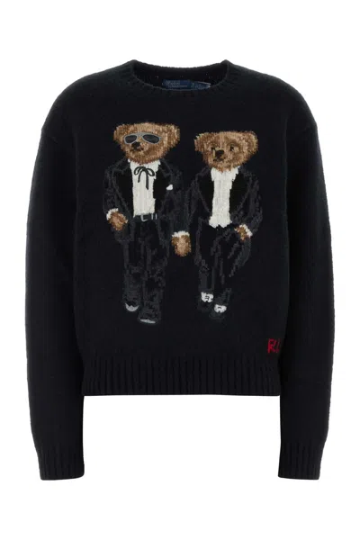 POLO RALPH LAUREN BLACK WOOL BLEND SWEATER