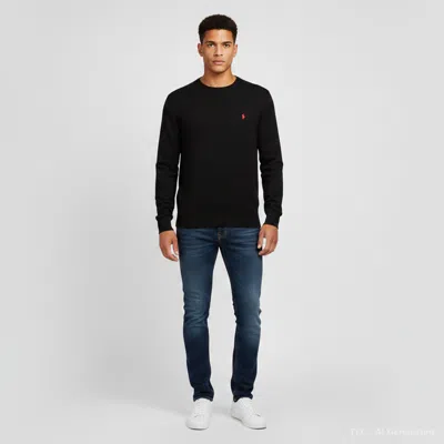 Pre-owned Polo Ralph Lauren Black Wool Knit Sweater Xl