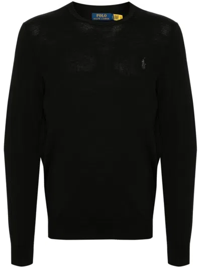 POLO RALPH LAUREN BLACK WOOL SWEATER