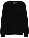 Polo Ralph Lauren Wool Slim Fit Sweater With Logo Embroidery In Black
