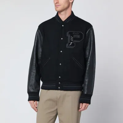 POLO RALPH LAUREN POLO RALPH LAUREN BLACK WOOLBLEND LETTERMAN JACKET