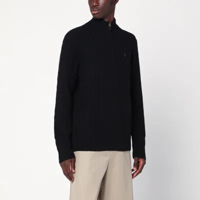 Polo Ralph Lauren Black Zip Sweater In Cotton With Braids Regular-fit