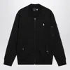 Polo Ralph Lauren Navy Zip-up Cotton-blend Sweatshirt In Black