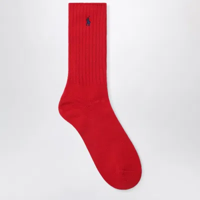 Polo Ralph Lauren Logo-embroidered Ribbed Socks In Red