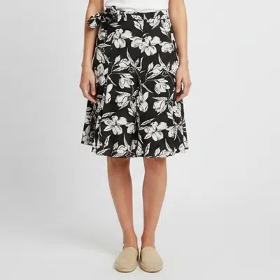 Pre-owned Polo Ralph Lauren Black/white Floral Print Crepe Mini Wrap Skirt S