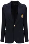 Polo Ralph Lauren Embroidered-monogram Double-knit Blazer In Blue