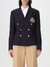 Polo Ralph Lauren Crest-embroidered Double-breasted Blazer In Blue