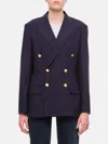 Polo Ralph Lauren Womens Shoulder Pads Long Sleeve Two-button Blazer In Blau