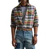 Polo Ralph Lauren Bleeding Madras Plaid Button-down Shirt In 6677 Navy/red Multi