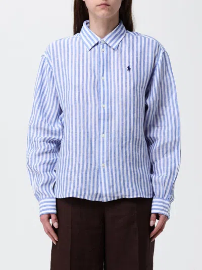 Polo Ralph Lauren Striped Linen Shirt In Blue