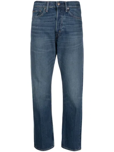 POLO RALPH LAUREN BLUE 3X1 RIGID HIGH-WAIST CROPPED JEANS
