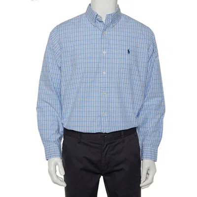 Pre-owned Polo Ralph Lauren Blue & White Checkered Cotton Button Front Shirt L