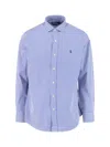 Polo Ralph Lauren Blue And White Striped Button-down Shirt With Embroidered Logo In Blue