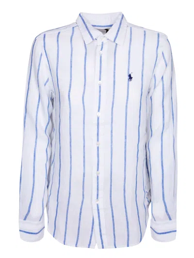 Polo Ralph Lauren Blue And White Striped Linen Shirt By