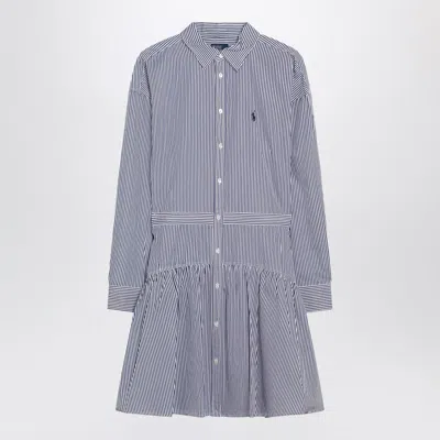 Polo Ralph Lauren Blue And White Striped Shirt Dress In Gray