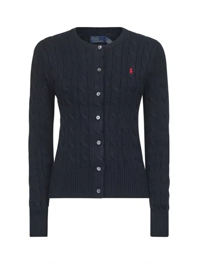 Polo Ralph Lauren Blue Cable-knit Cotton Crewneck Cardigan