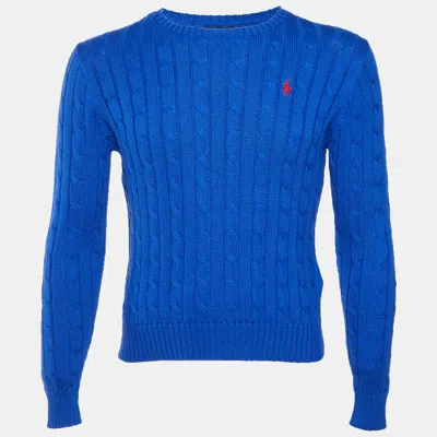 Pre-owned Polo Ralph Lauren Blue Cable Knit Long Sleeves Sweater M